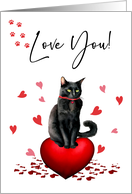 FROM Cat Valentine Black with Red Hearts card