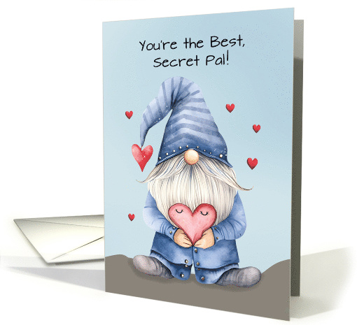 Secret Pal Valentine Funny Gnome Wearing Denim card (1896078)