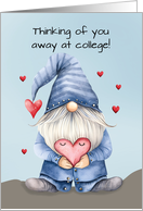 Away at College Valentine Funny Gnome Wearing Denim card