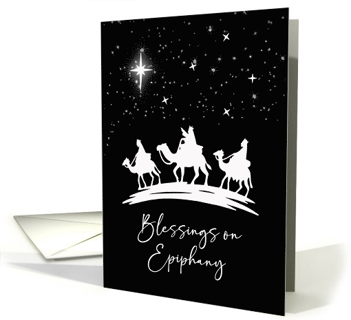 Epiphany Blessings Three Kings Following Star Black and White card