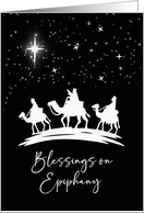 Epiphany Blessings Three Kings Following Star Black and White card