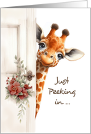 Good Luck on Test Giraffe Peeking In card