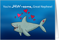 Great Nephew Valentines Day Shark With Hearts card