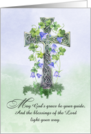 St Patricks Day Celtic Cross with Shamrocks Blessing card