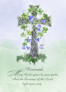 To Minister St Patricks Day Celtic Cross with Shamrocks Blessing