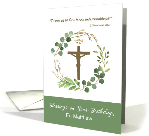 Priest Custom Name Birthday Thanks be To God Greenery... (1896722)