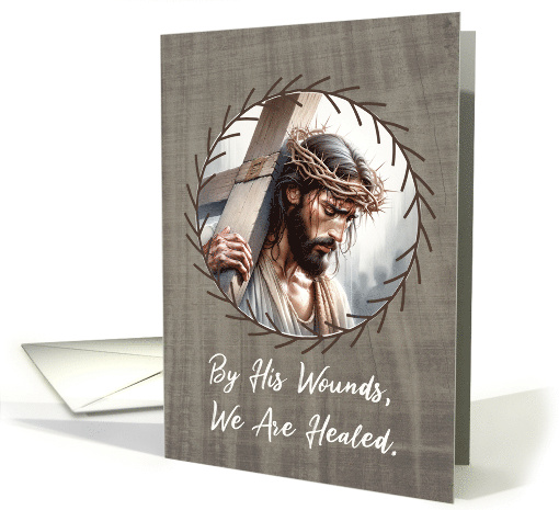 Good Friday Jesus with Crown of Thorns on Wood card (1897100)