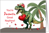 Great Nephew Valentine Dinosaur with Hat and Hearts card