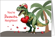 Neighbor Valentine Dinosaur with Hat and Hearts card