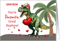Great Nephew Custom Name Valentine Dinosaur card