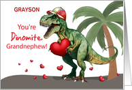 Grandnephew Custom Name Valentine Dinosaur card