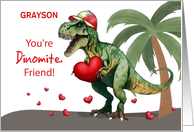 Friend Custom Name Valentine Dinosaur card