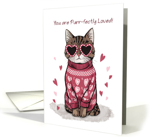 Funny Cat Wearing Sunglasses Valentines Day card (1897536)