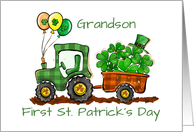 Grandson First St Patricks Day Tractor with Loads of Luck card