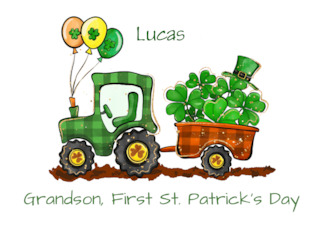 Grandson Custom Name First St Patricks Day Tractor
