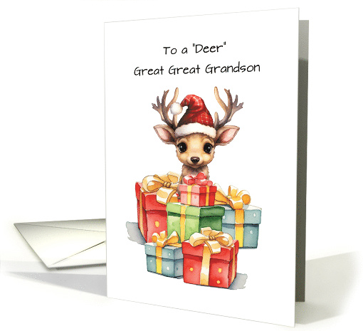 Deer Great Great Grandson Cute Christmas Piles of Love card (1897808)