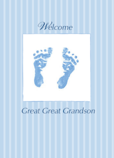 Welcome Baby Great Great Grandson Footprints on Blue