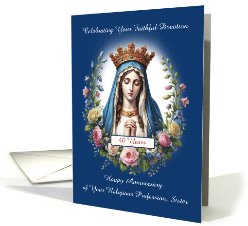 Nun 40th Anniversary of Religious Profession with Mary on Blue card