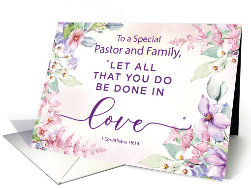 Pastor and Family Religious Valentines Day Love Scripture card