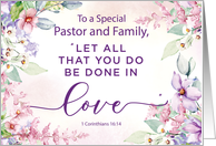 Pastor and Family Religious Valentines Day Love Scripture card