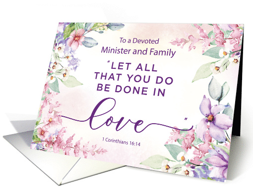 Minister and Family Religious Valentines Day Love Scripture card