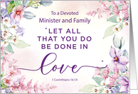Minister and Family Religious Valentines Day Love Scripture card