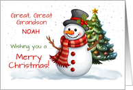 Great Great Grandson Custom Name Cute Christmas Snowman card