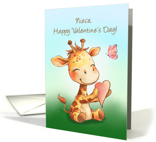 Niece Valentine Cute Happy Giraffe with Heart card (1898206)
