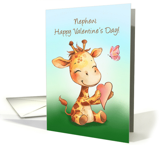 Nephew Valentine Cute Happy Giraffe with Heart card (1898210)
