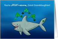Great Granddaughter St Patricks Day Shark With Shamrocks card