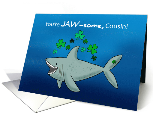 Cousin St Patricks Day Shark With Shamrocks card (1898518)