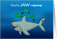 St Patricks Day Shark With Shamrocks card