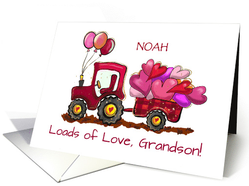 Grandson Custom Name Valentines Day Loads of Love and Hearts card