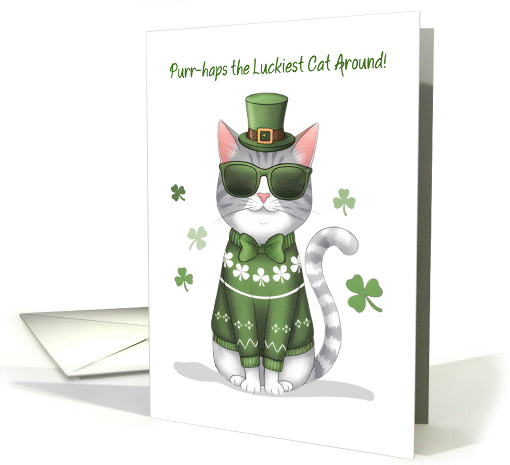Funny Cat Wearing Sunglasses St Patricks Day card (1900086)
