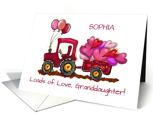 Granddaughter Custom Name Valentines Day Loads of Love Hearts card