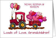 Grandchildren Custom Name Valentines Day Loads of Love and Hearts card