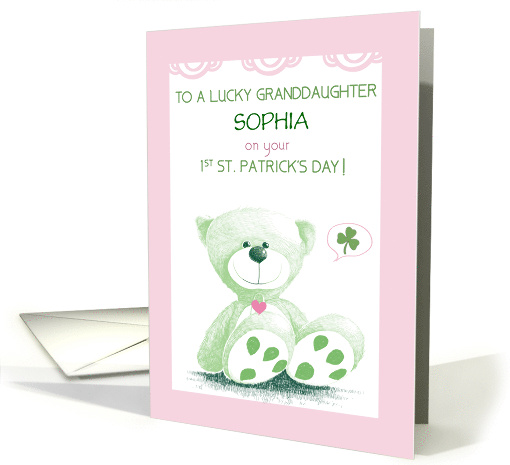 Granddaughter 1st St Patricks Day Green Snuggly Teddy Bear card