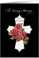 Great Grandmother Religious Sympathy Cross with Red Roses on Black card