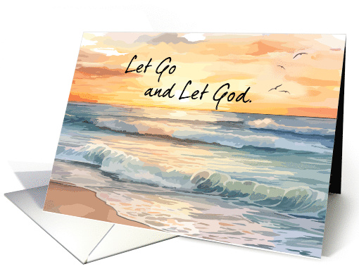 Let Go Let God Ocean Sunset 12 Step Recovery Support card (1901166)