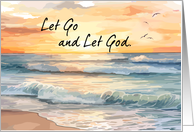 Let Go Let God Ocean Sunset 12 Step Recovery Support card
