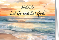 Let Go Let God Ocean Sunset Recovery Custom Name Support card