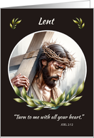 Lenten Renewal Jesus With Crown of Thorns and Cross card