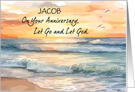 Let Go Let God Recovery Custom Name Anniversary Ocean Sunset card