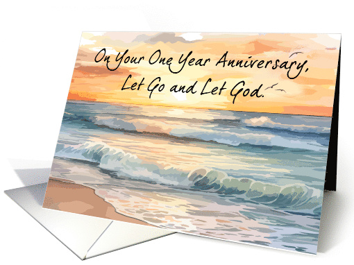Let Go Let God Recovery One Year Anniversary Ocean Sunset card