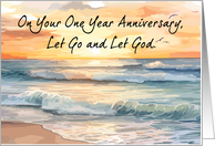 Let Go Let God Recovery One Year Anniversary Ocean Sunset card