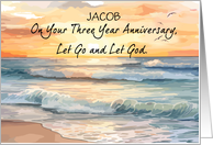 Let Go Let God Recovery Three Year Custom Name Anniversary Ocean Sunset card