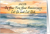 Let Go Let God Recovery Custom Name Five Year Anniversary Ocean Sunset card