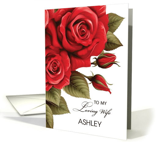 Wife Custom Name Anniversary Red Roses card (1901816)
