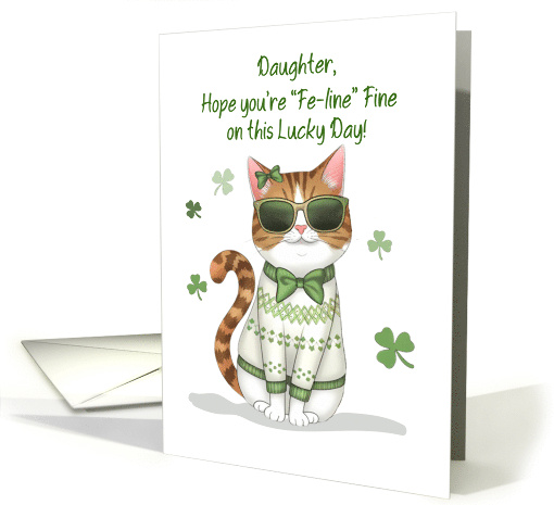 Daughter Funny Girl Cat Wearing Sunglasses St Patricks Day card