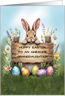 Awesome Granddaughter Bunny in Grass With Easter Eggs card